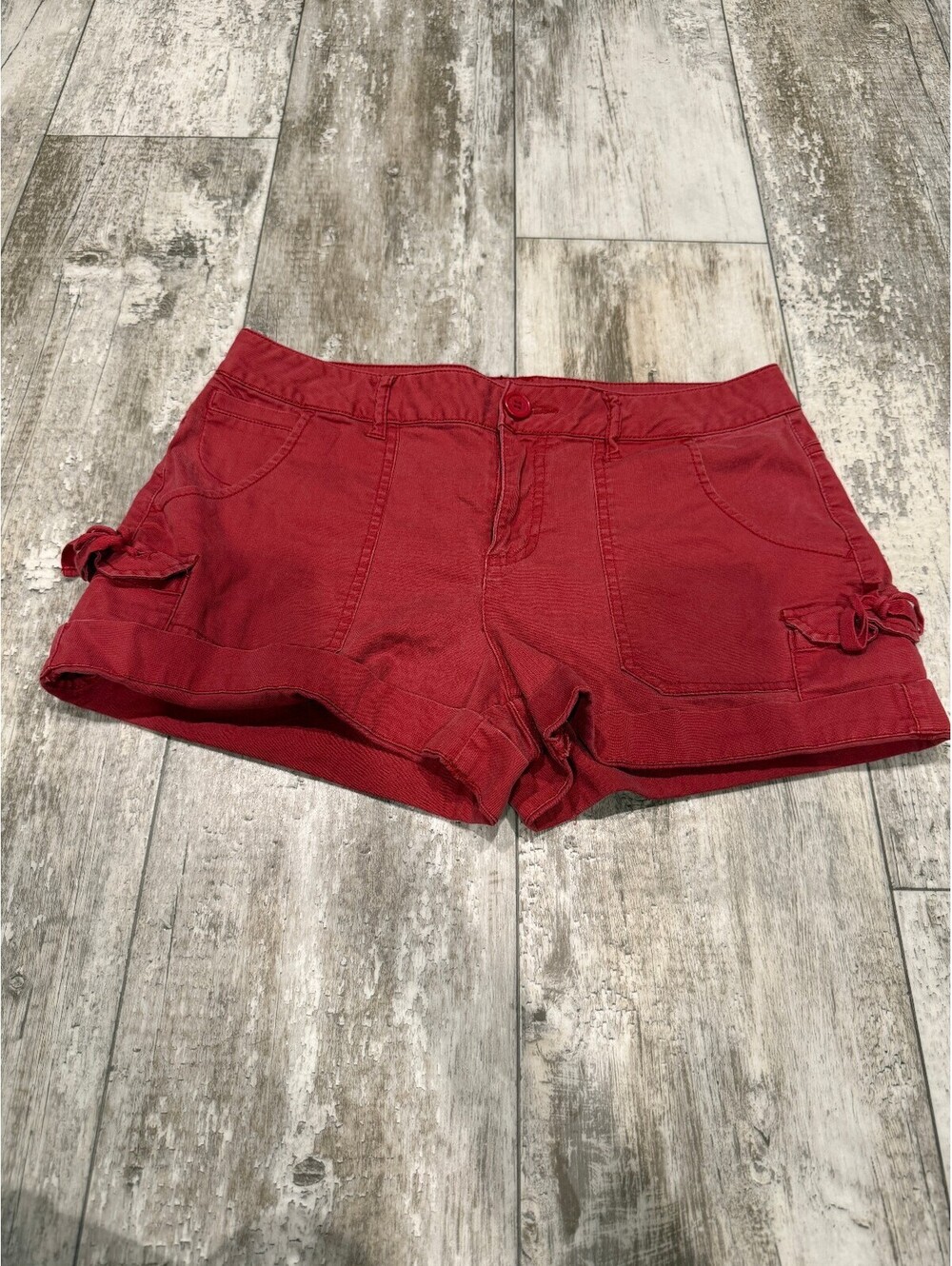 Faded Glory 10 Red Cargo Shorts Stretch Y2K Utility
